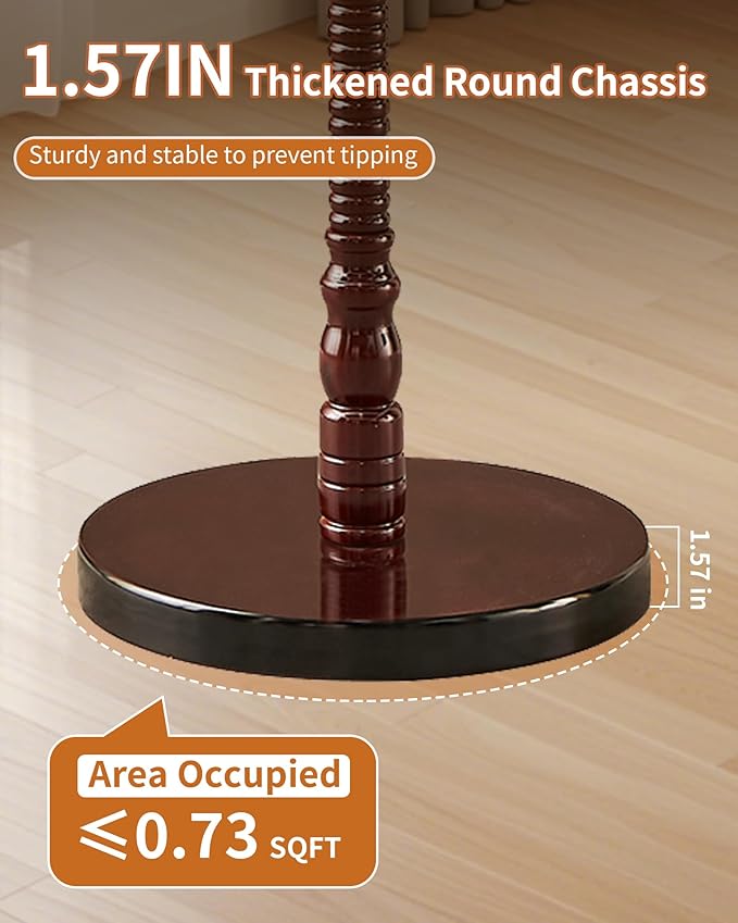 EZIVIEZ Wooden Coat Rack Stand, Solid Wood Freestanding Coat Rack, Vintage Coat - Image 5