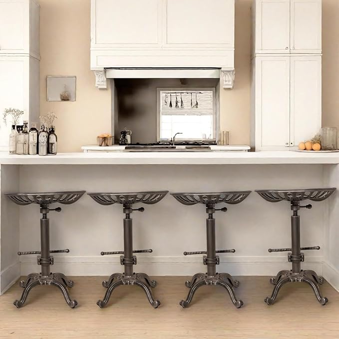 Industrial Tractor Seat Bar Stools Swivel Metal Seat Rustic Kitchen Dining - Image 7