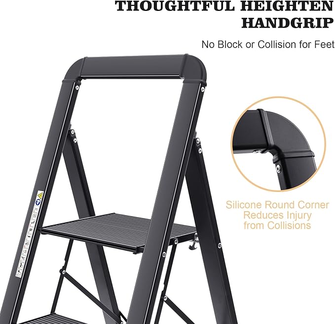 KINGRACK Aluminium 5 Step Ladder, Lightweight Step Stool - Image 4