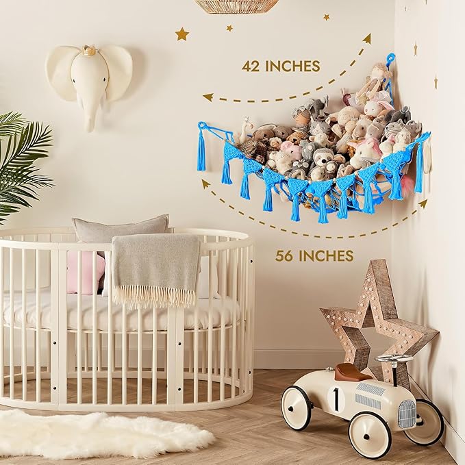 Macrame DreamLights Boho Stuffed Animal Storage Net Hammock Extra Large Plush - Image 5