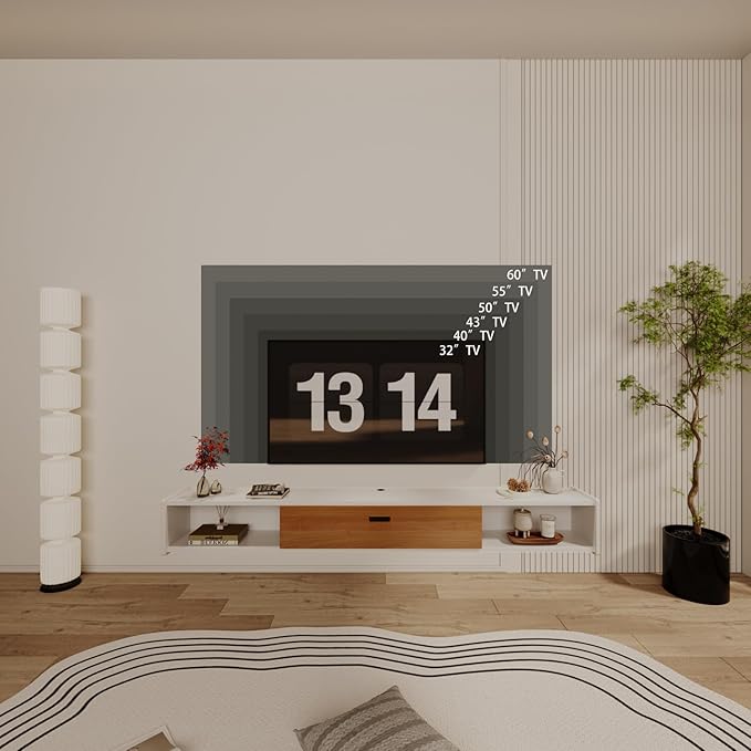55'' Floating TV Stand, Wall Mounted TV Console, Floating TV Cabinet, Under TV - Image 5