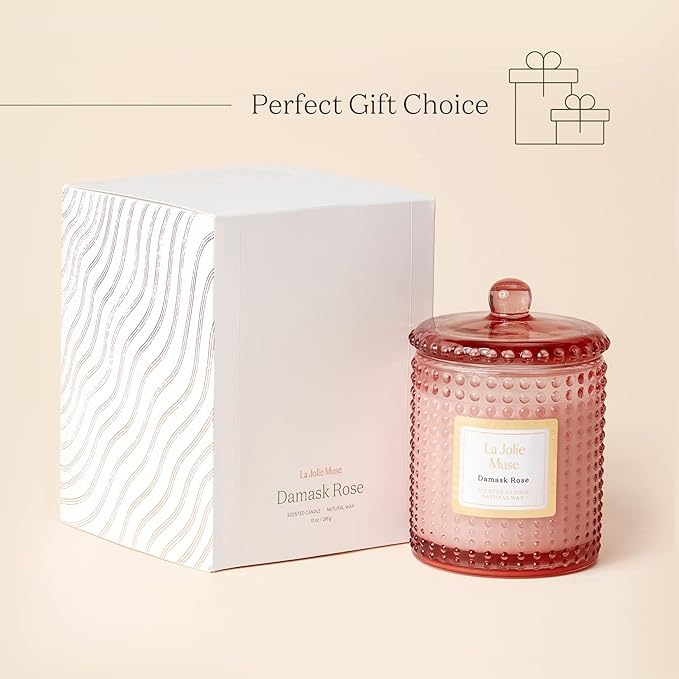 LA JOLIE MUSE Rose Noir & Oud Scented Candle – Lemon, Rose & Oud | 10 oz - Image 6