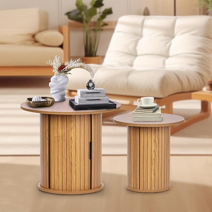 Modern Walnut End Table with Storage - Image 4