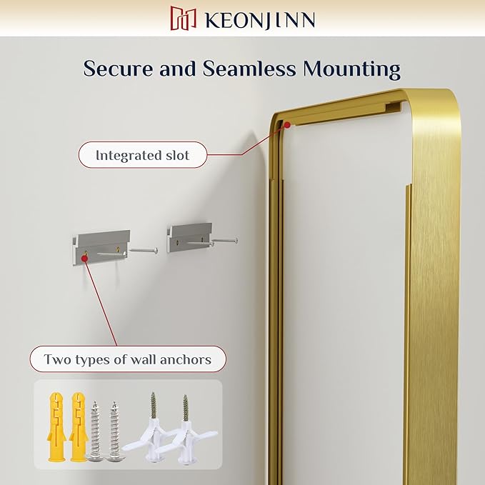 Keonjinn Gold Bathroom Mirrors for Over Sink 48” x 24” Large Brushed Brass - Image 6