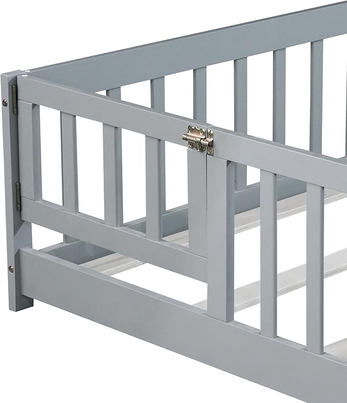 Bellemave Full Floor Bed with Slats and Safety Guardrails, Kids Montessori - Image 6
