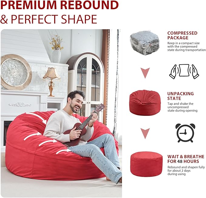 5FT Bean Bag Chair, Large Bean Bag Chairs - Image 7