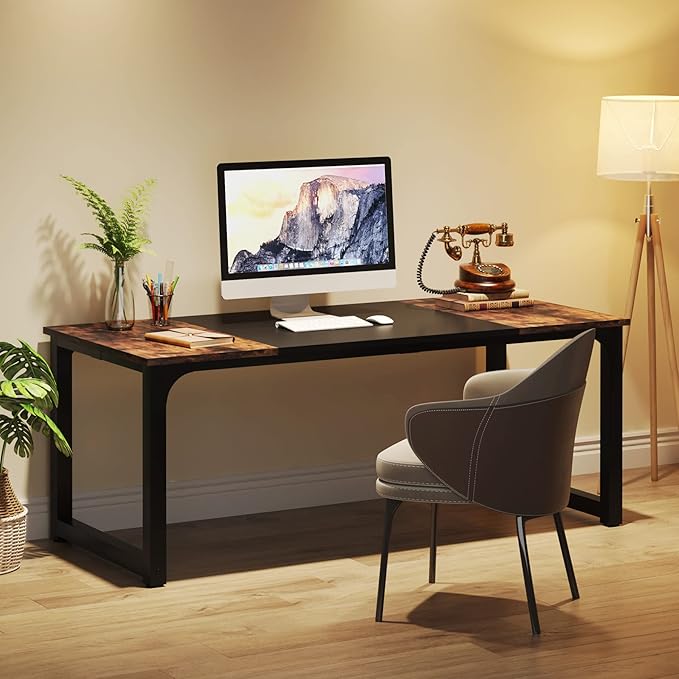 LITTLE TREE 63 Inch Large Executive Computer Office Desk - Image 2