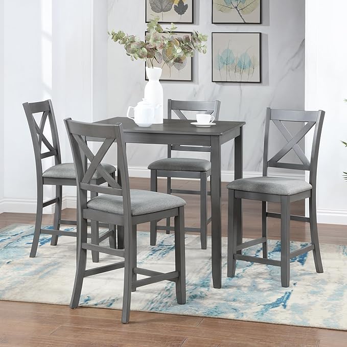 KEIKI 5-Piece Counter Height Dining Table Set - Image 2