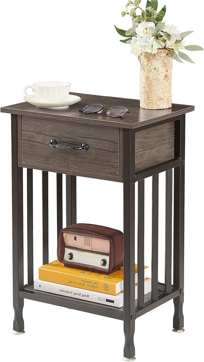 VECELO Nightstands, Industrial Side Table/End Tables by VECELO