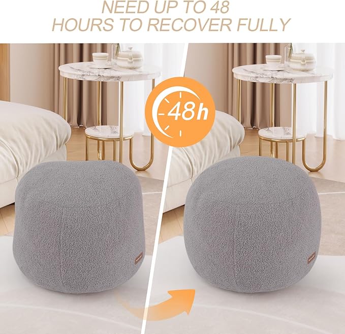 MeMoreCool Stuffed Round Pouf Ottoman Foot Rest, Floor Pouf Foot Stool - Image 9