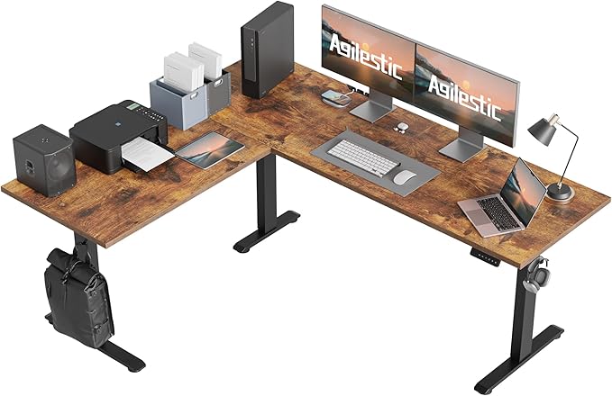 Agilestic Triple Motors 73" x 60" L Shaped Standing Desk, Electric Standing by Agilestic