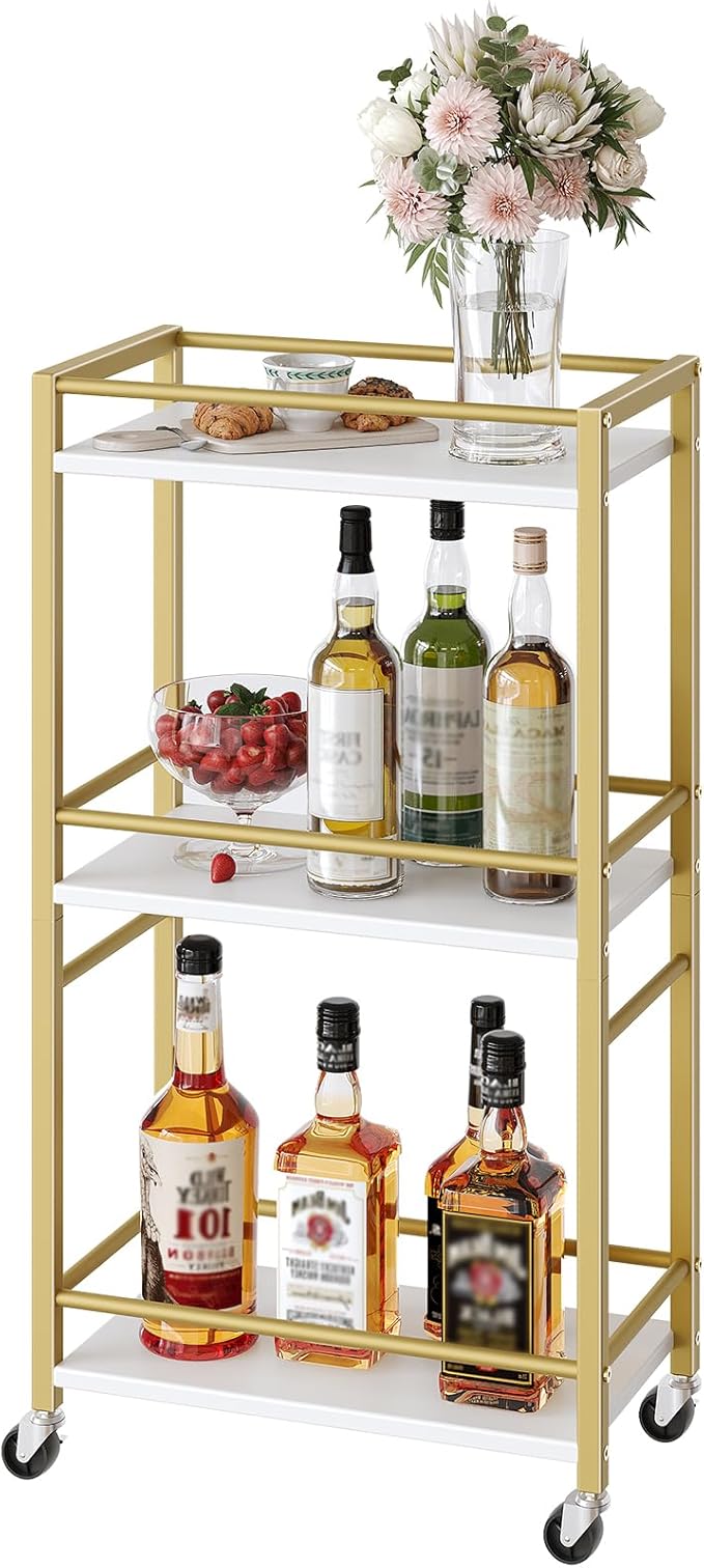 Bar Cart for The Home, 3-Tier Drink Cart on Wheels, Home Bar Serving Cart - Image 8