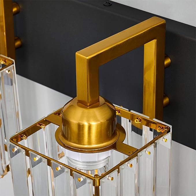 Modern Bathroom Vanity Light 4-Lights Black Gold Crystal Wall Lamp Bathroom - Image 6