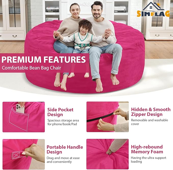 6FT Bean Bag Chair, Large Bean Bag Chairs - Image 4