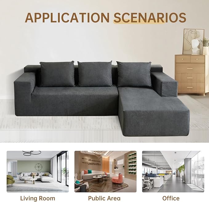 ANONER 103” Cloud Sectional Sofa L-Shaped Boneless Couch, Modern Minimalist - Image 7