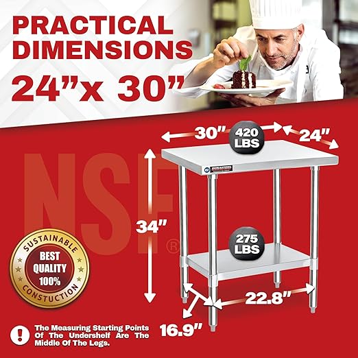 DuraSteel 24x30 Stainless Steel Work Table - Image 3