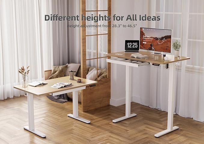 YDN Standing Desk with Drawers, Height Adjustable Desk 48 x 24 Inch, Electric - Image 6