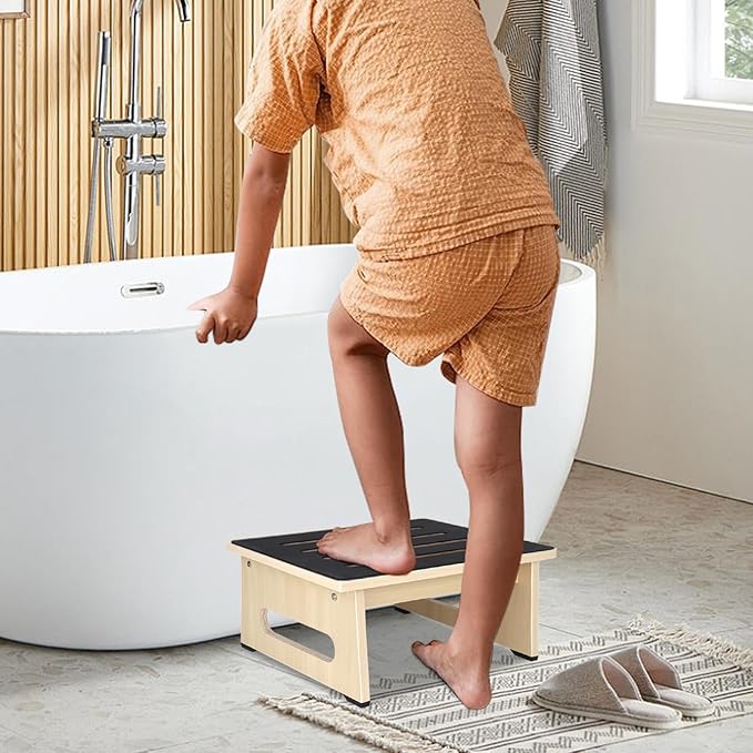 One Step Stool with Non-Slip Rubber Stepping Feet, Heavy Duty Wooden Step Stools - Image 7