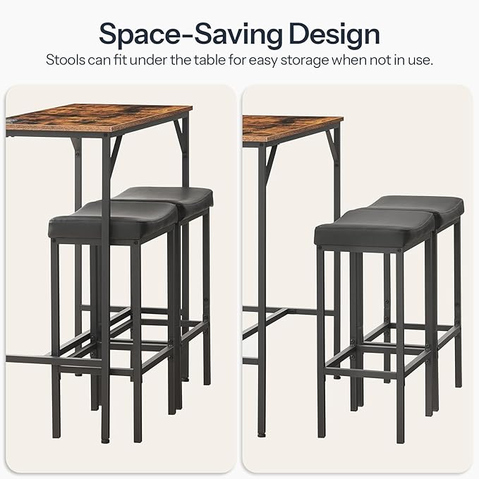 HOOBRO 3-Piece Bar Table and Chairs Set, 39.4" Pub Table, High Top Bar Table - Image 9