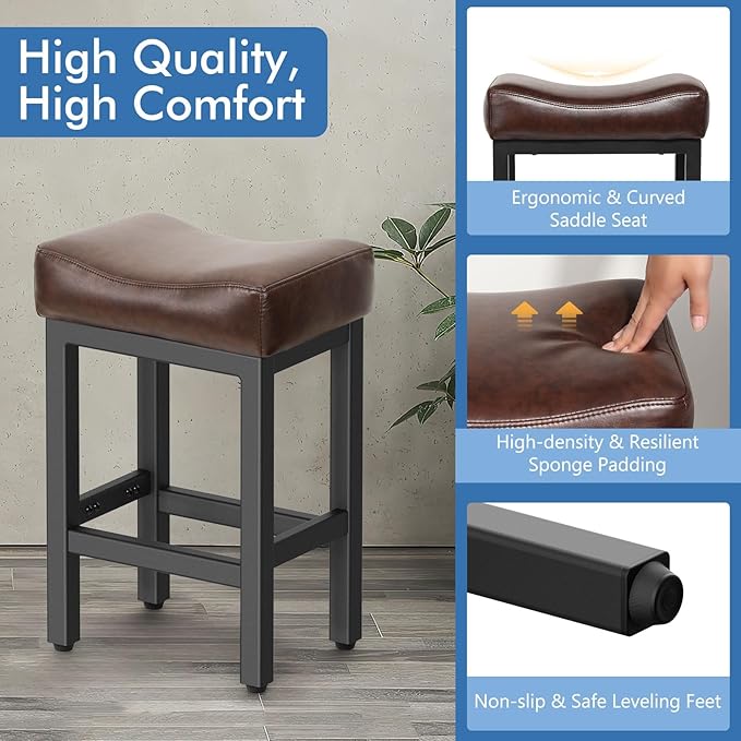 Counter Height Bar Stools Set of 2, 24 Inch Barstools - Image 3