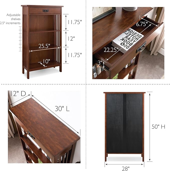 Leick Home 82262 Mission Mantel Height Bookcase - Image 3