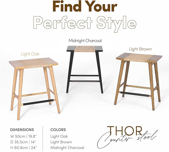 Thor Wicker Counter Height Wooden Counter Stool - Image 7