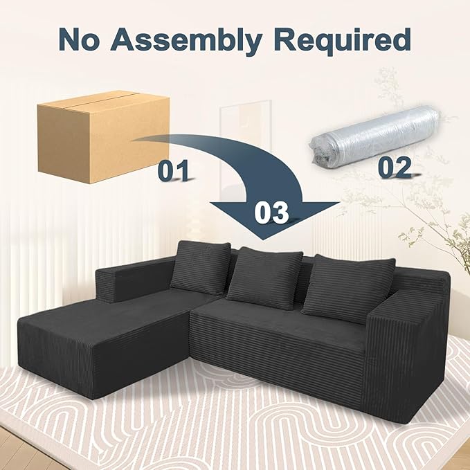 ANONER 103" Modular Sectional Sofa, L-Shaped Cloud Couch - Image 4