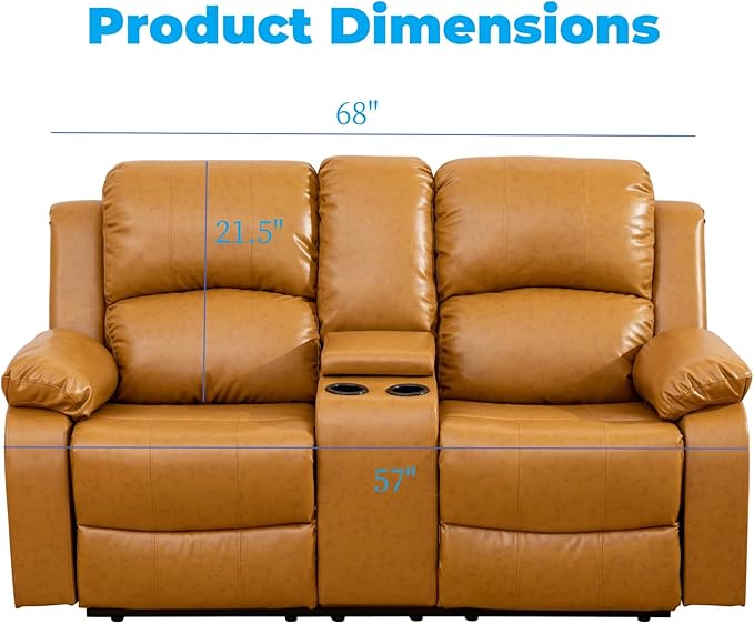 Loveseat Recliner Sofa, Reclining Loveseat Leather Couch - Image 3