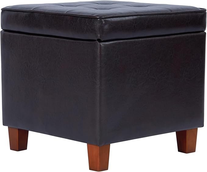 HomePop Leatherette Tufted Square Storage Ottoman by HomePop