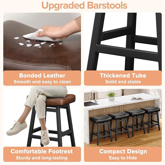 Counter Height Bar Stools Set of 3, 24 Inch Barstools - Image 4