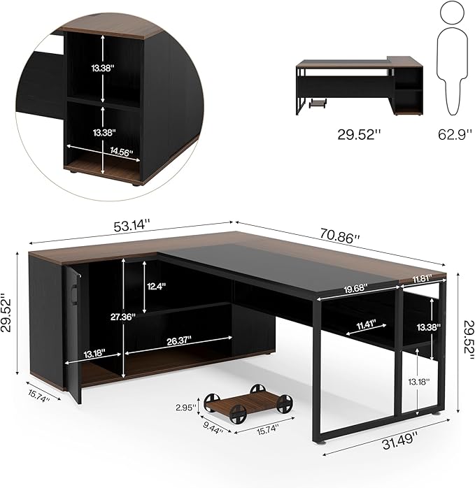 Tribesigns 71 inch Executive Desk, L Shaped Desk - Image 2