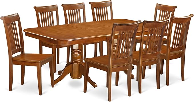 East West Furniture NAPO9-SBR-W 9 Piece Kitchen Table Set Includes a Rectangle by EastWestFurniture
