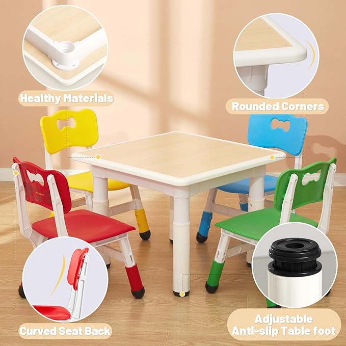 FUNLIO Kids Table and 4 Chairs Set - Image 5