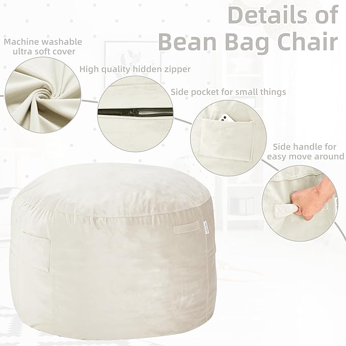 HABUTWAY Bean Bag Chair: Giant 4' Memory Foam Furniture Bean Bag Chairs - Image 6