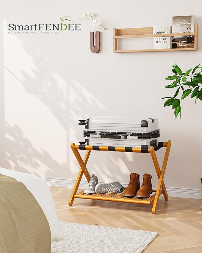 Pack of 2 Fully Assembled Bamboo Luggage Racks - Image 7