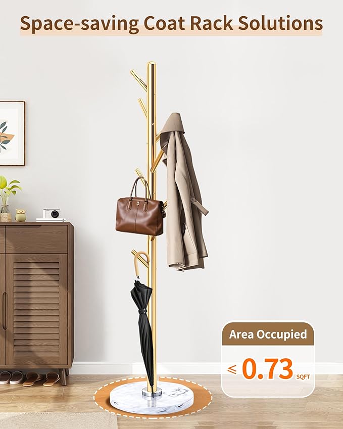 EZIVIEZ Modern Coat Rack Stand, Metal Freestanding Coat Rack - Image 4
