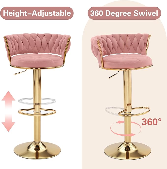 VECELO Bar Stools Set of 4, Adjustable Counter Height Barstools - Image 5