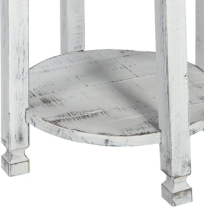 Rustic Cottage Round End Table w/ 1 Shelf, Farmhouse Style - Image 10