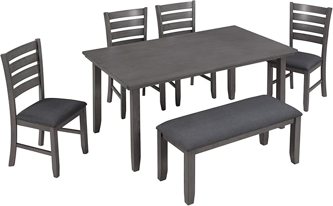 SogesPower 6-Piece Rustic Dining Table Set - Image 8