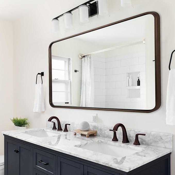 ANDY STAR Bronze Bathroom Mirror, 30x48 Inch Oil Rubbed Bronze Mirror Rounded by ANDYSTAR