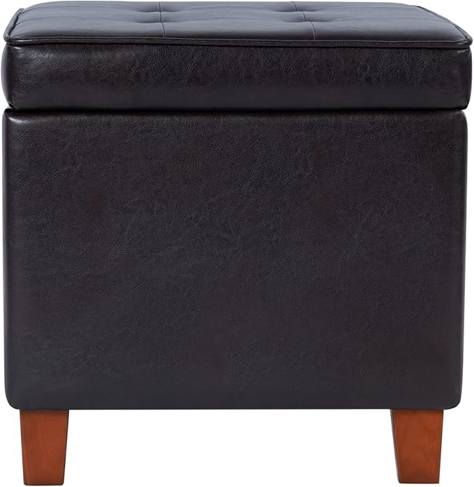 HomePop Leatherette Tufted Square Storage Ottoman - Image 5