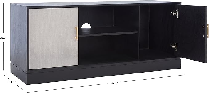 SAFAVIEH Estella TV Stand for up to 55" Flatscreen – Black, 2 Doors - Image 3