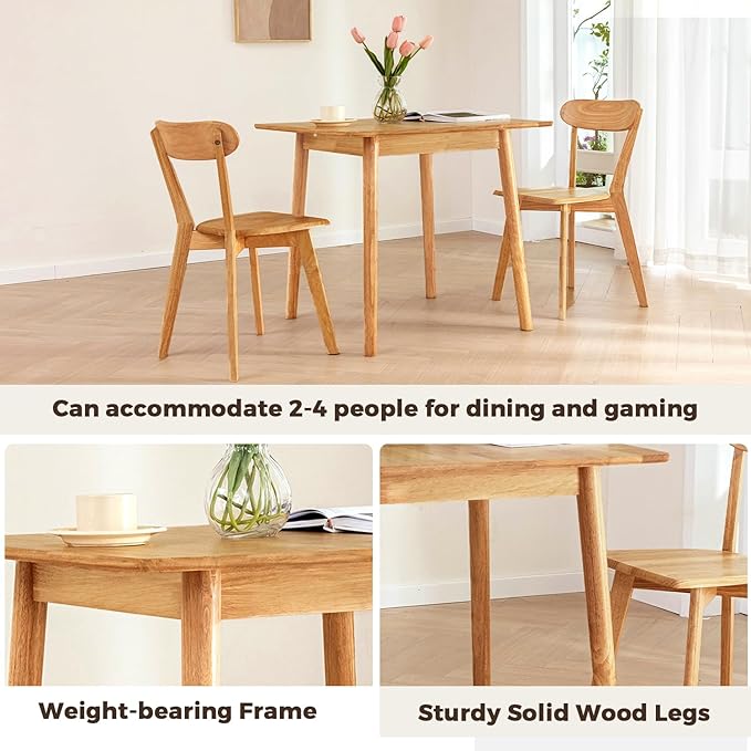 DELAVIN 29.5" Solid Wood Dining Table, Modern Small Dining Table, Square - Image 5