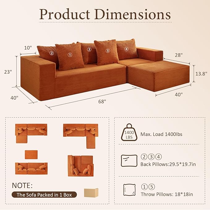 INGEROOM 108" Cloud Sectional Couch - Image 2