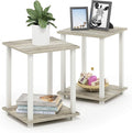 Furinno Simplistic Set of 2 End Table, Sonoma Oak/White by Furinno-FitsYourSpaceFitsYourBudget