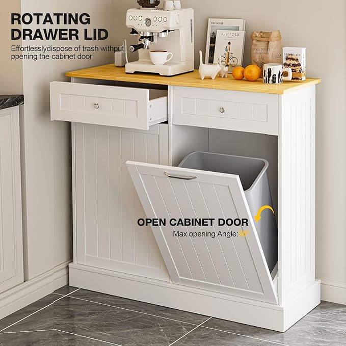 GAZHOME 20 Gallon Double Tilt Out Wooden Trash Cabinet - Image 3