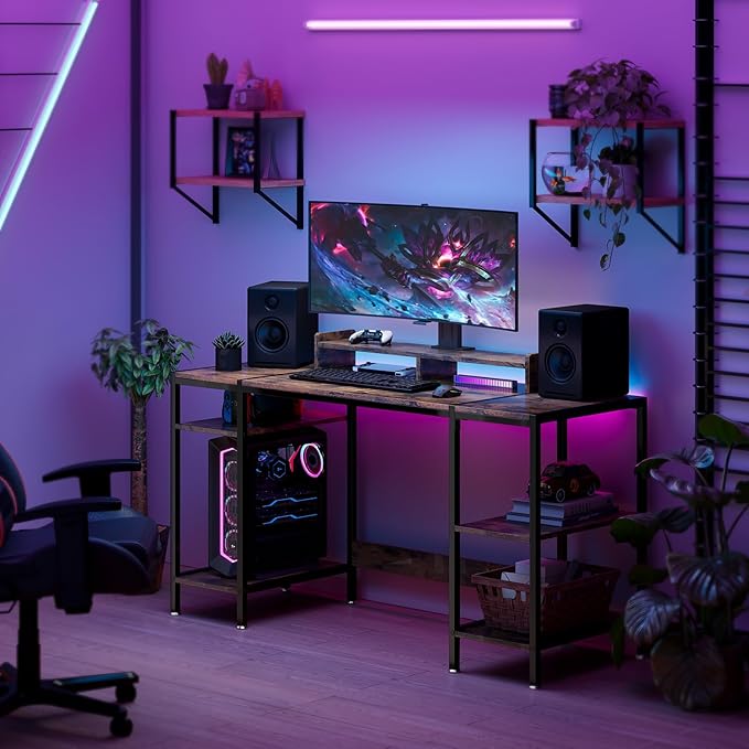 Computer Desk Gaming Desk with Monitor Stand, Home Office Desk Suitable - Image 6