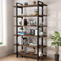 Solid Wood Bookcase and Book Shelves Wood and Metal Shelving Unit 6 Tier by AY-AOYUAN