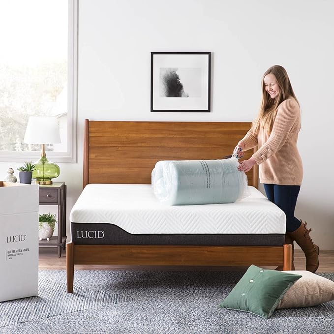 LUCID 3-inch Ventilated Gel Memory Foam Mattress Topper - Image 5