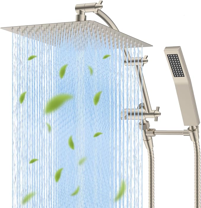 Hibbent All Metal 12'' Rainfall Shower Head, Dual Shower Head Combo, High by Hibbent